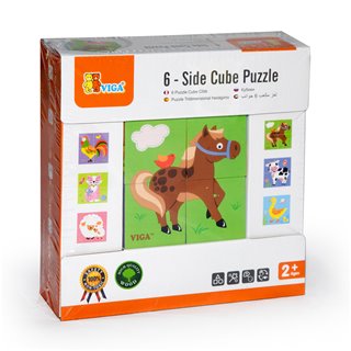 Viga Toys - Cube Puzzle - Farm Animals - 4 pieces
